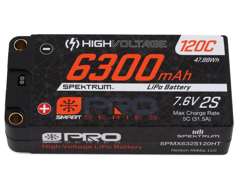 Spektrum RC 7.6V 6300mAh 2S 120C Smart Pro Race Shorty Hardcase LiHV Battery: Tubes, 5mm