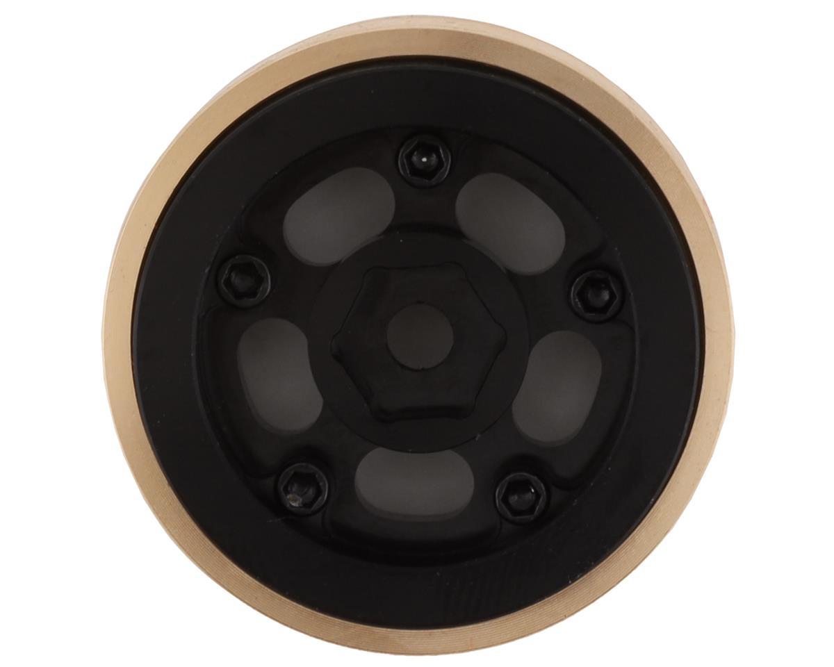 Ruedas Beadlock de 5 ranuras de aluminio/latón SSD RC de 1,0” (negras) (2)