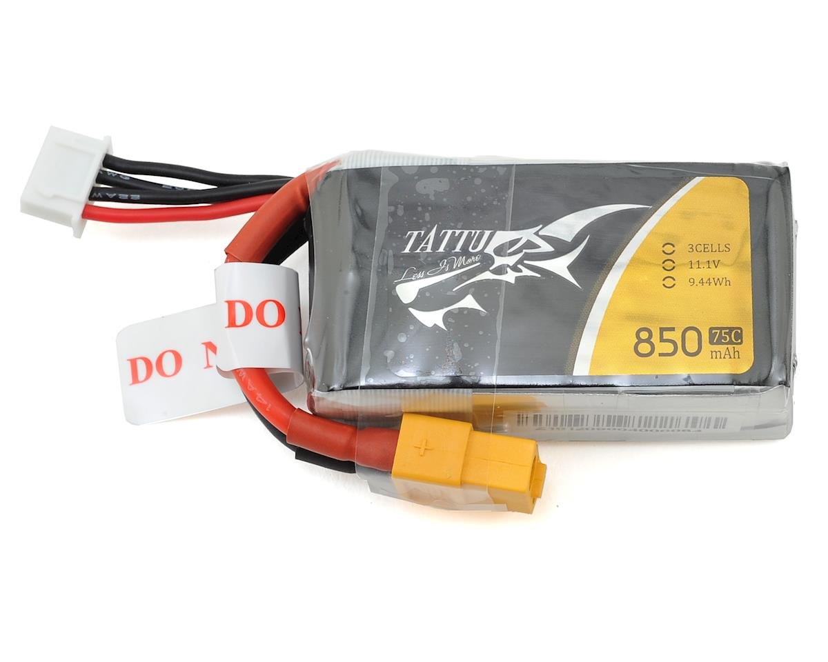 Tattu 3S 11.1V 850mAh 75C LiPo Battery w/XT-60 Connector