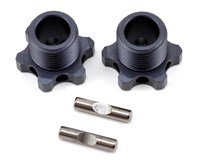 Juego de bujes de rueda aligerados de aluminio Tekno RC con pasadores (metal de cañón) (2)