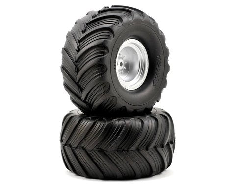 Traxxas Monster Jam Replica Pre-Mounted Rear Tires (2) (Silver)