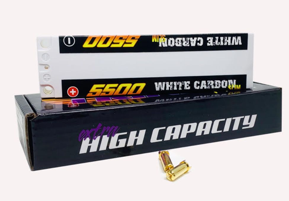 Trinity 2S 7.4V 5500mah 100C Slim Pack LiPo Battery, w/ 5mm Bullets *Discontinued