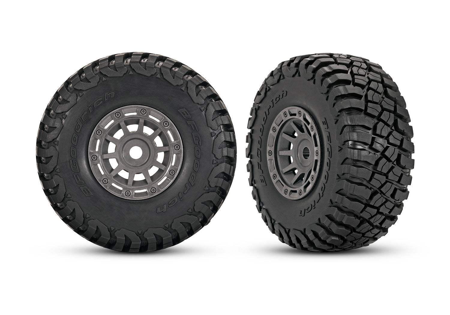Traxxas 1.4" Gray Wheels w/ BFG Mud-Terrain Tires (2) Mini Slash 4x4