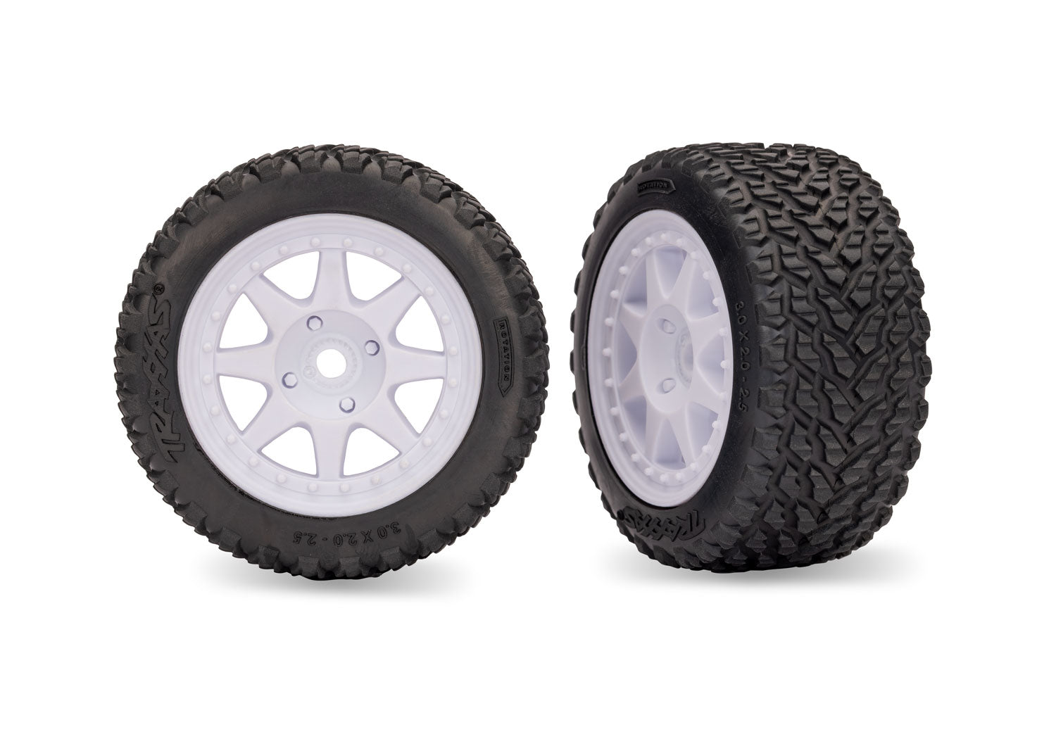 Traxxas White Front Mini Rally Wheels with Hard Tires (2)