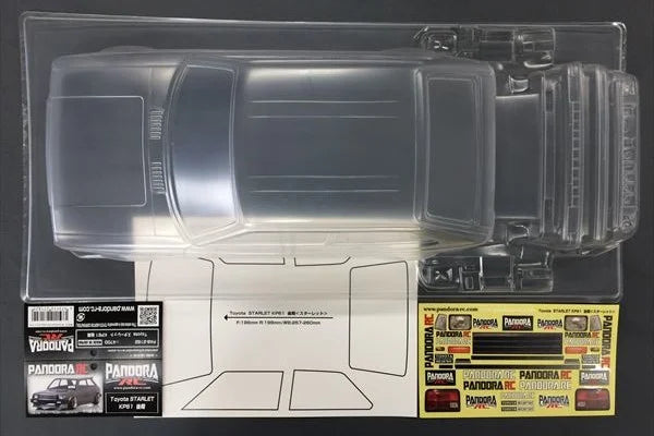 Pandora RC Toyota Starlet KP61 Late Model 1/10 Clear Drift Body Pandora RC Toyota Starlet KP61 Late Model 1/10 Clear Drift Body