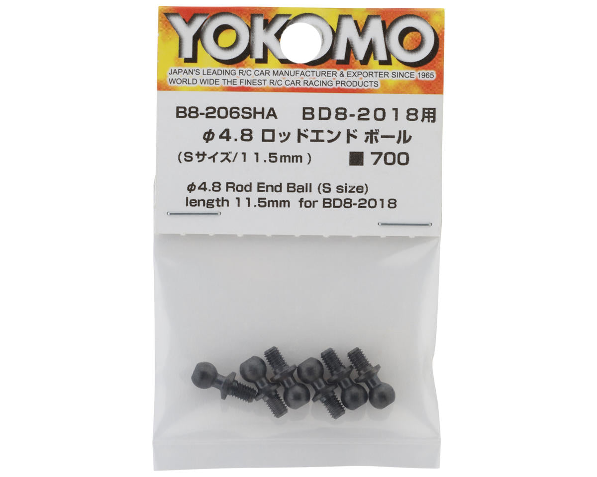 Yokomo MS1.0 4.8mm x 11.5mm Ball Studs (6) [YOKB8-206SHA]