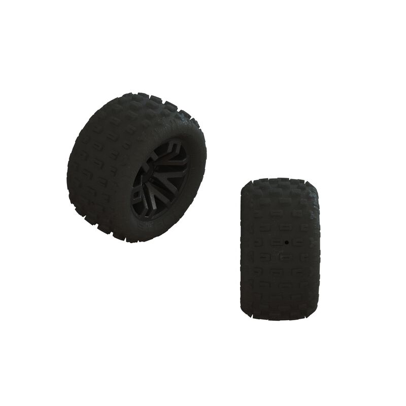 Arrma GROM dBoots 'FORTRESS' Tire Set Glued (Black) (2 Pairs)