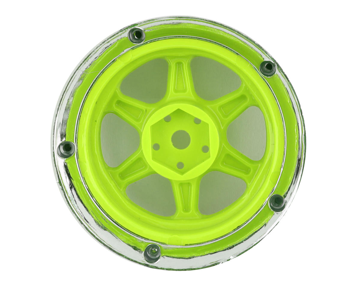 DS Racing Drift Element 6 Spoke Drift Wheel (Green Face/Chrome Lip/Black Rivets) (Adjustable Offset)