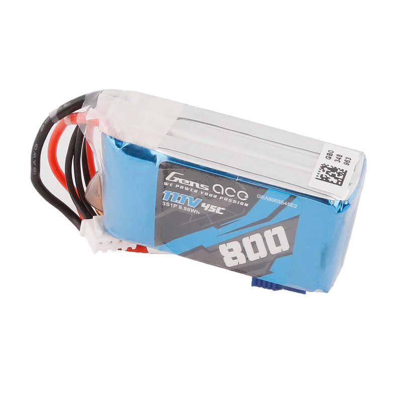 Gens Ace 11.1V 800mAh 3S 45C Lipo Battery: EC2