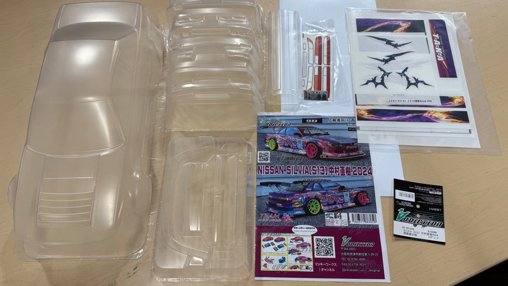 Addiction RC Nissan 240SX Silvia S13 + TAKA Naoki Nakamura 2024 V8 Livery 1-10 Clear Body Set AD-HB19V