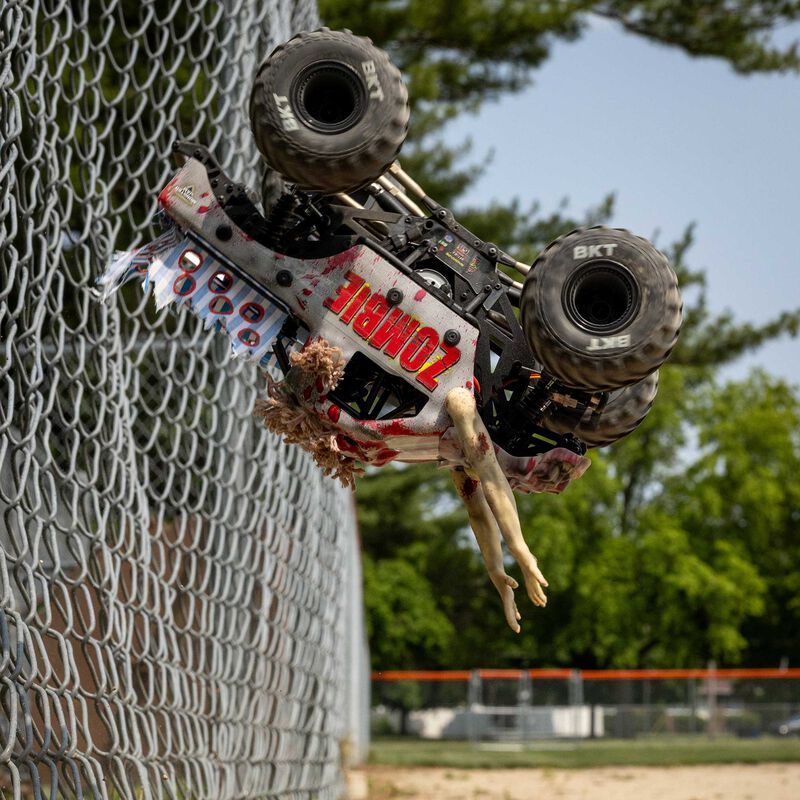 Losi 1/18 Mini LMT Zombie 2S 4X4 RTR Brushed Monster Truck (Battery & Charger Included), Red