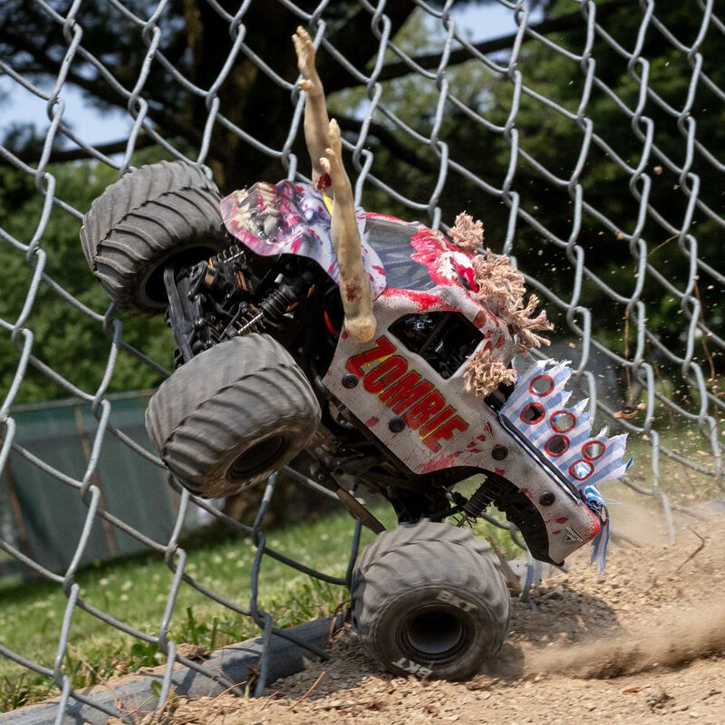 Losi 1/18 Mini LMT Zombie 2S 4X4 RTR Brushed Monster Truck (Battery & Charger Included), Red