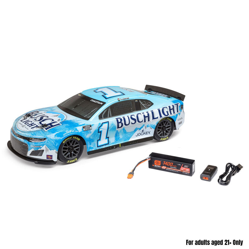 Losi 1/12 NASCAR RC Race Car Ross Chastain No. 1 Busch Light 2025 Chevrolet Camaro ZL1 2S AWD RTR Brushed On-Road (Battery & Charger Included)