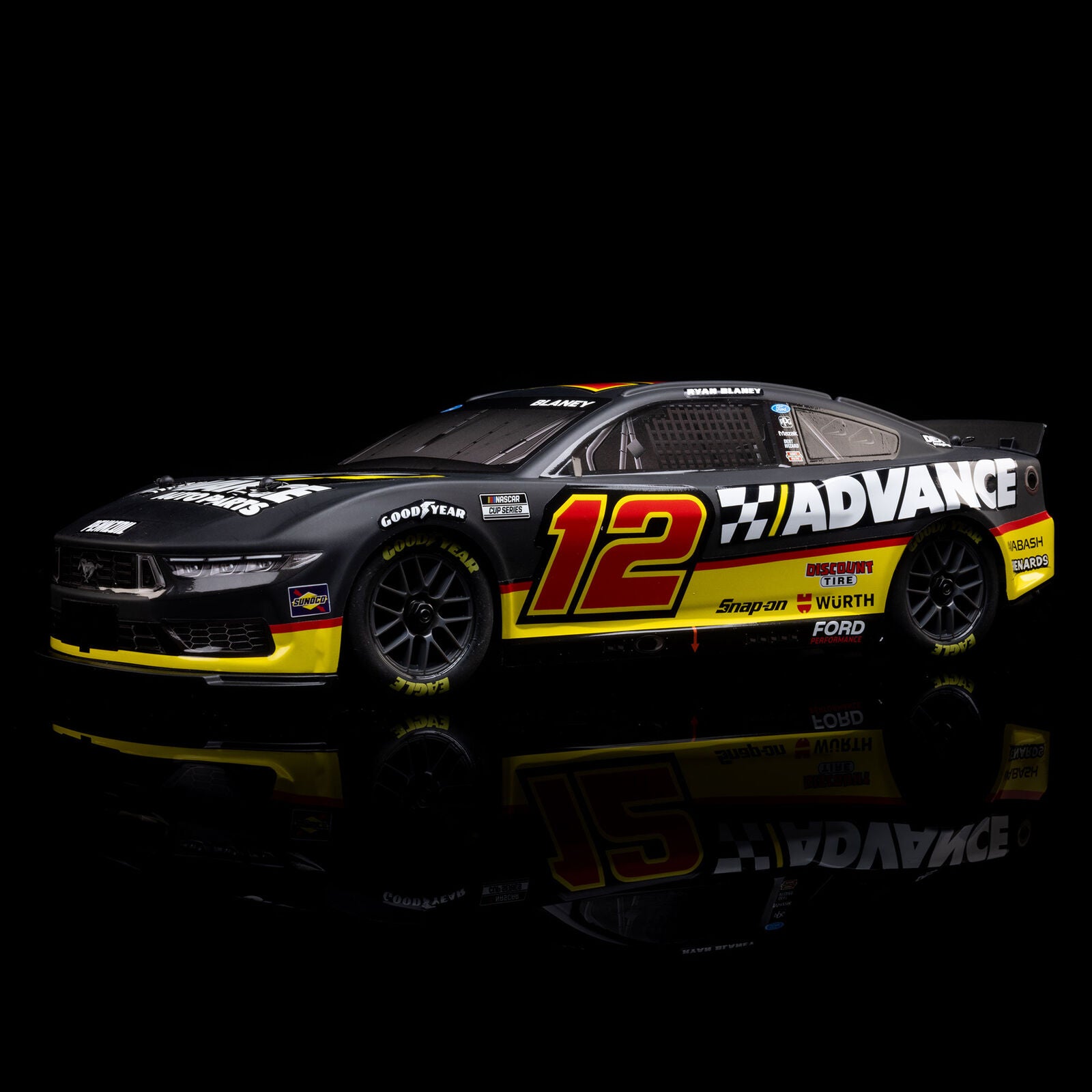 Losi 1/12 NASCAR RC Race Car Ryan Blaney No. 12 Advance Auto 2025 Ford Mustang 2S AWD RTR Brushed On-Road (Battery & Charger Included)
