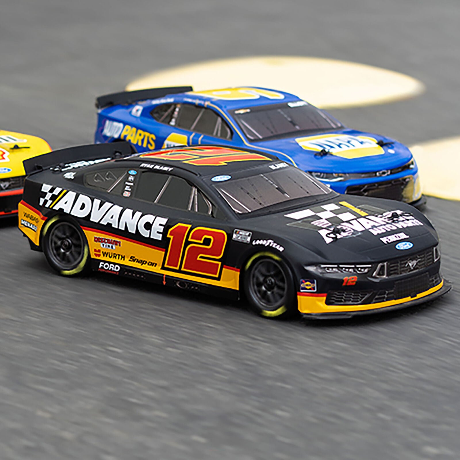 Losi 1/12 NASCAR RC Race Car Ryan Blaney No. 12 Advance Auto 2025 Ford Mustang 2S AWD RTR Brushed On-Road (Battery & Charger Included)