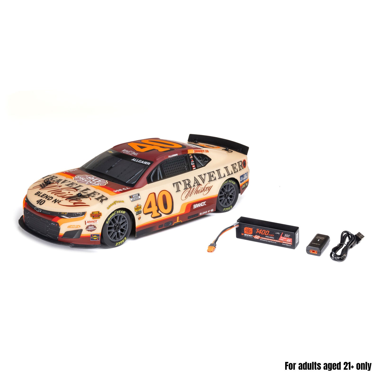 1/12 Losi NASCAR 2026 Justin Allgaier No. 40 Traveller Whiskey (Battery & Charger Included)