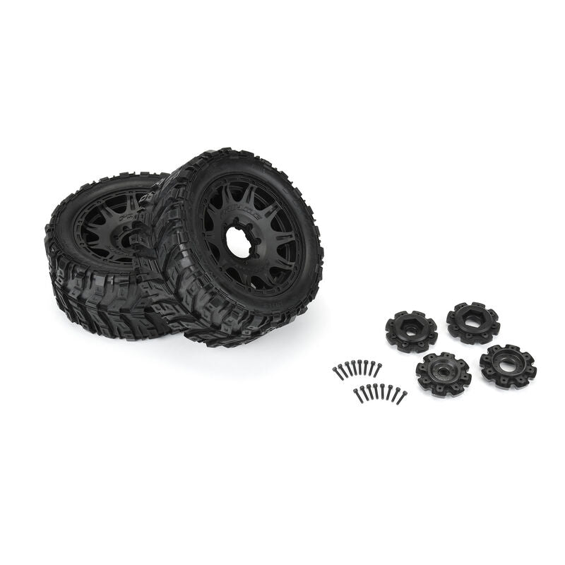 Pro-Line 1/6 Masher X Removable Hex HP BELTED F/R 5.7" MT Tires Mounted 24mm Raid (2)