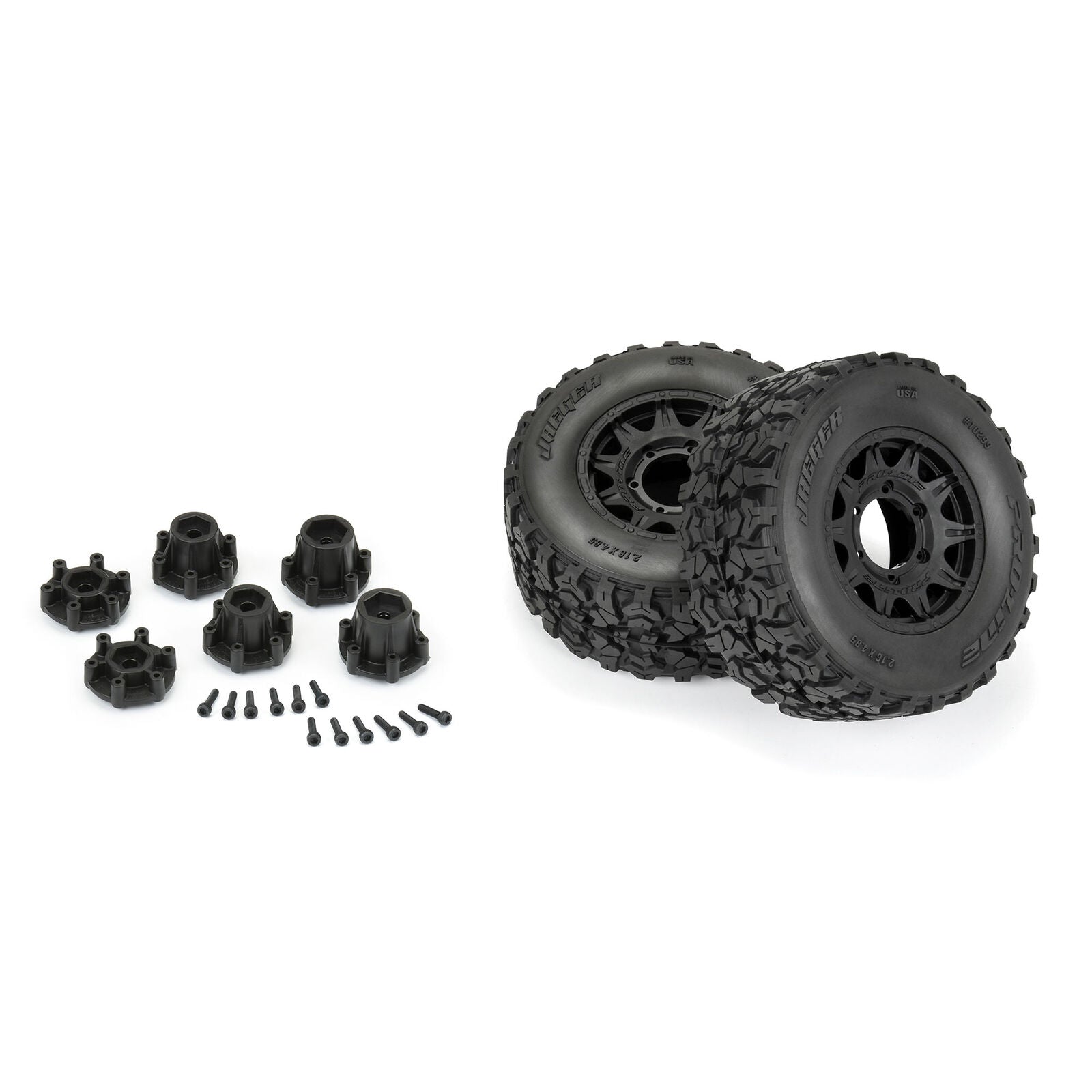 Pro-Line 1/10 Jaeger HP BELTED F/R 2.8" MT Tires MTD 12mm/14mm Black Raid (2)