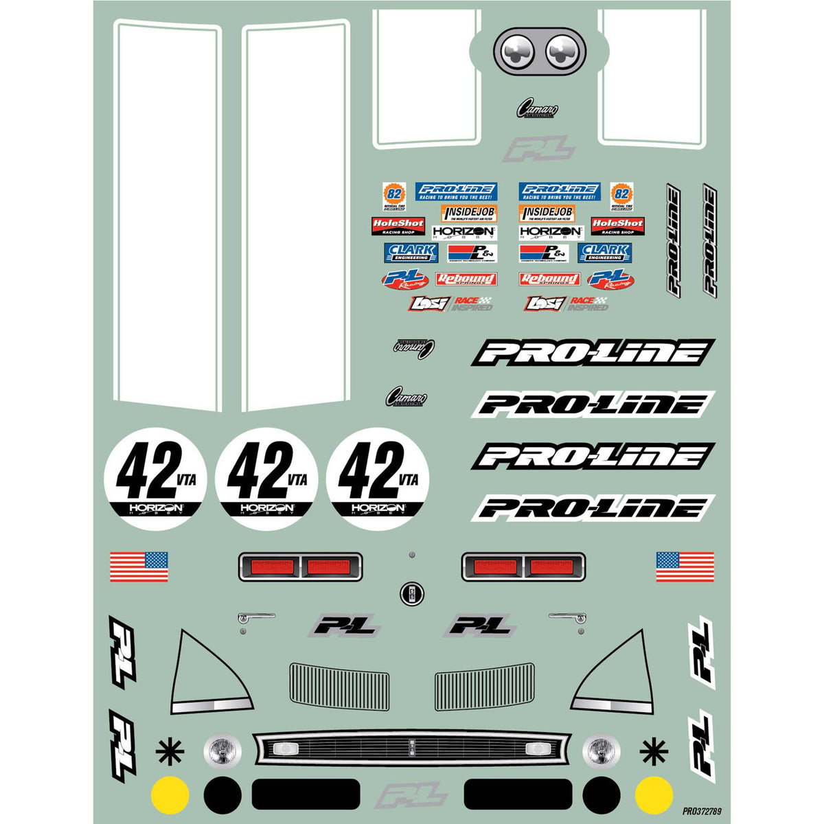 Pro-Line Racing 1/12 Pre-Cut 1968 Chevy Camaro Clear VTA Body: Losi NASCAR® Race Car
