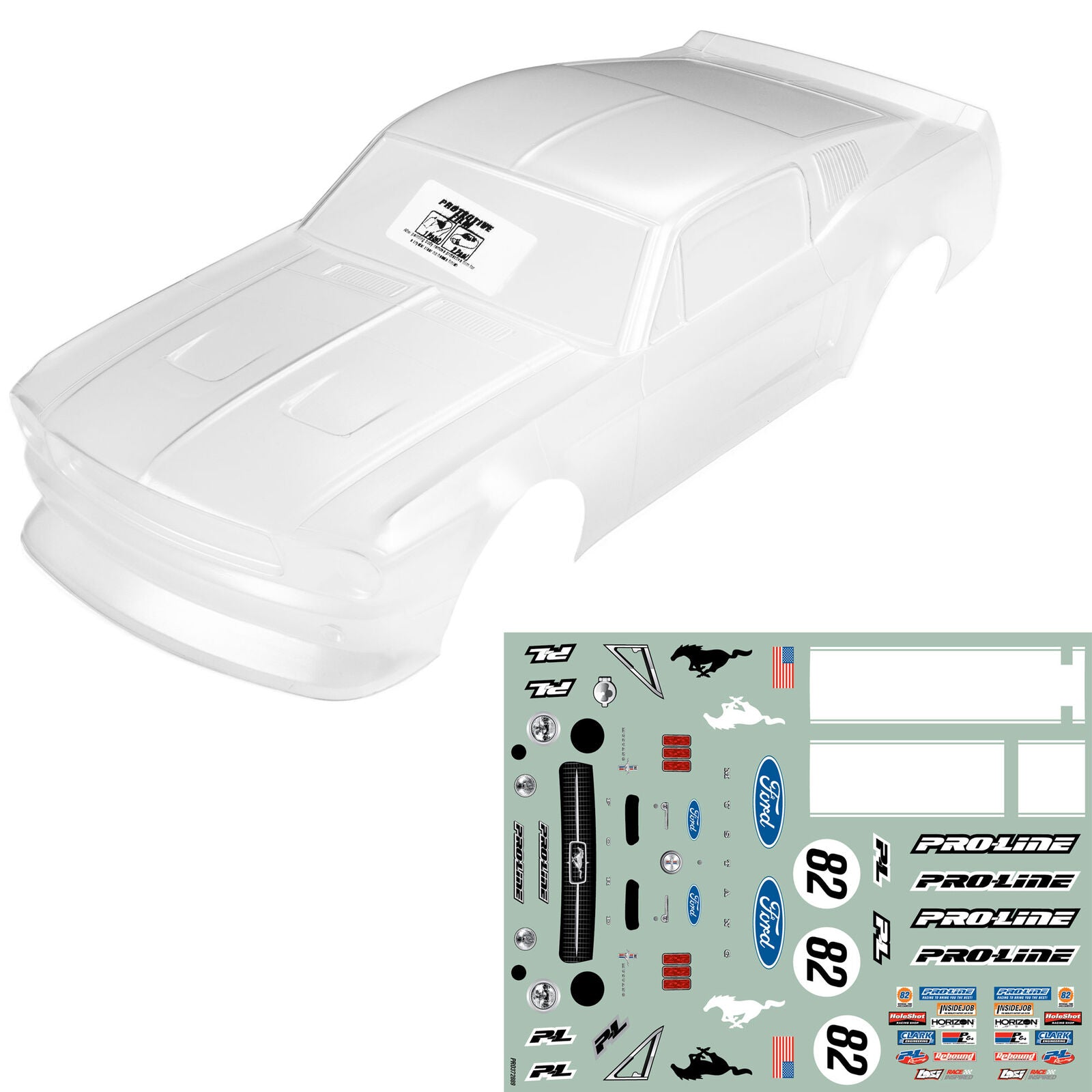 Pro-Line Racing 1/12 Pre-Cut 1968 Ford Mustang Clear VTA Body: Losi NA