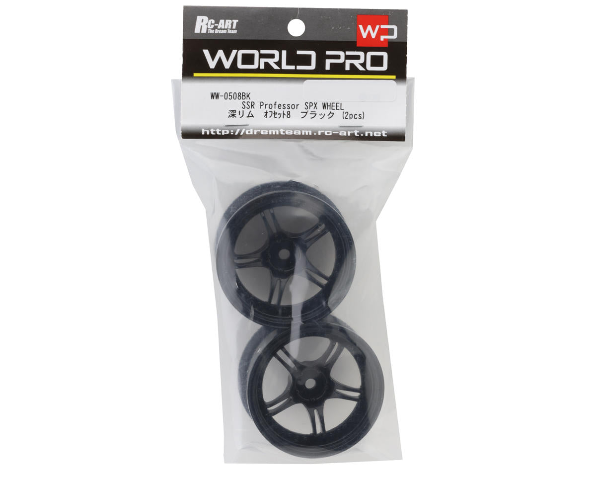 RC Art SSR Professor SPX 5-Split Spoke Drift Wheels (Black) (2) (Deep Face 8mm Offset) w/12mm Hex