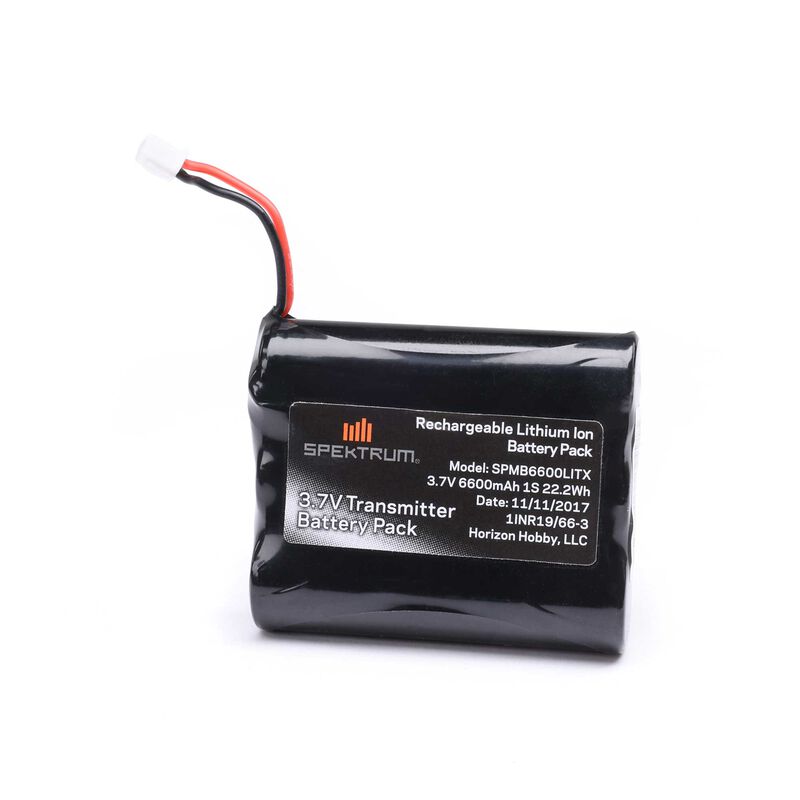 Spektrum 3.7V 6600mAh 1S Li-Ion Transmitter Battery: NX6/NX8/NX10/iX12, Tx Plug (XH-1S)