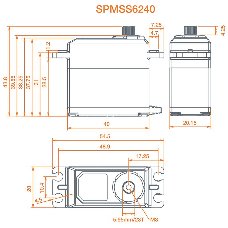 Spektrum RC S6240 Digital Steel Gear High Speed Low Profile Servo