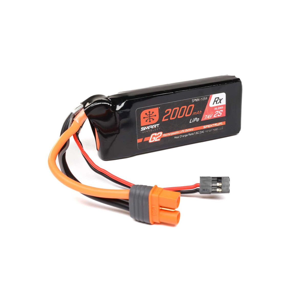 Spektrum 7.4V 2000mAh 2S 15C Smart G2 Receiver LiPo Battery: IC3