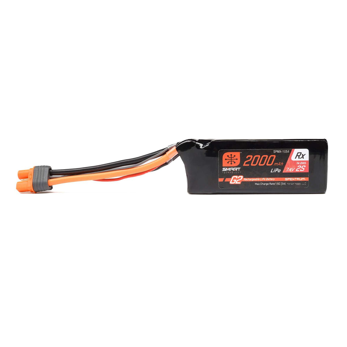 Spektrum 7.4V 2000mAh 2S 15C Smart G2 Receiver LiPo Battery: IC3