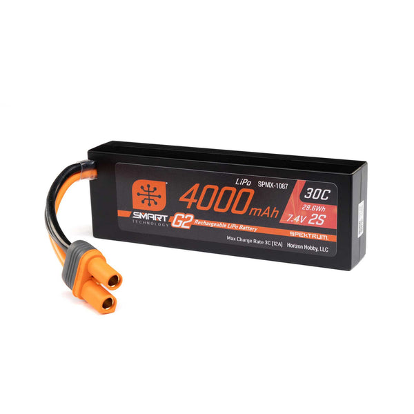Spektrum Accessories 7.4V 4000mAh 2S 30C Smart G2 Hardcase LiPo Battery: IC5