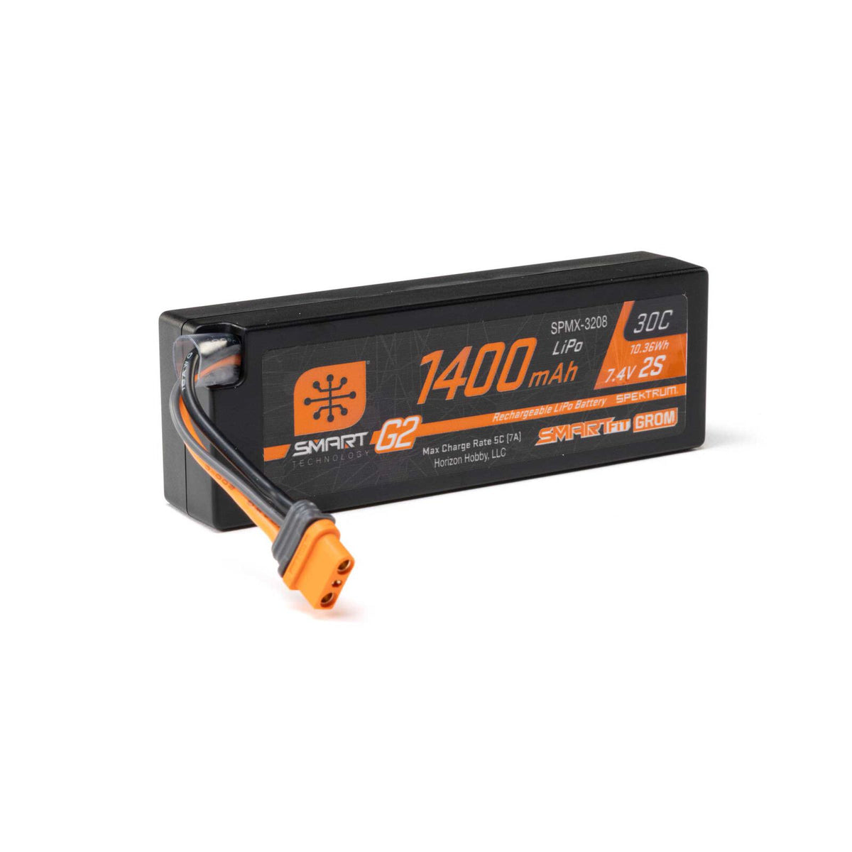 Spektrum 7.4V 1400mAh 2S 30C Smart G2 LiPo Battery: IC2 SmartFit Case