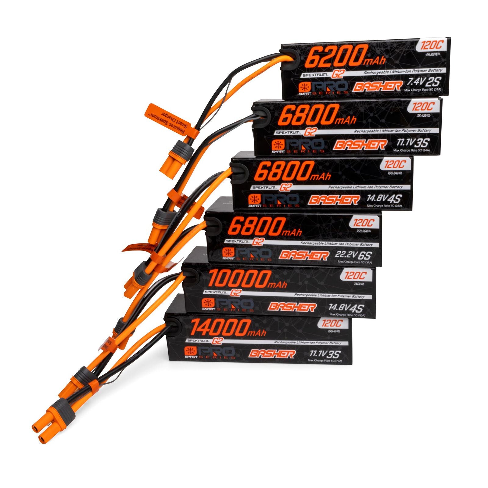 Spektrum 22.2V 6800mAh 6S 120C Smart G2 Pro Basher LiPo Battery: IC5