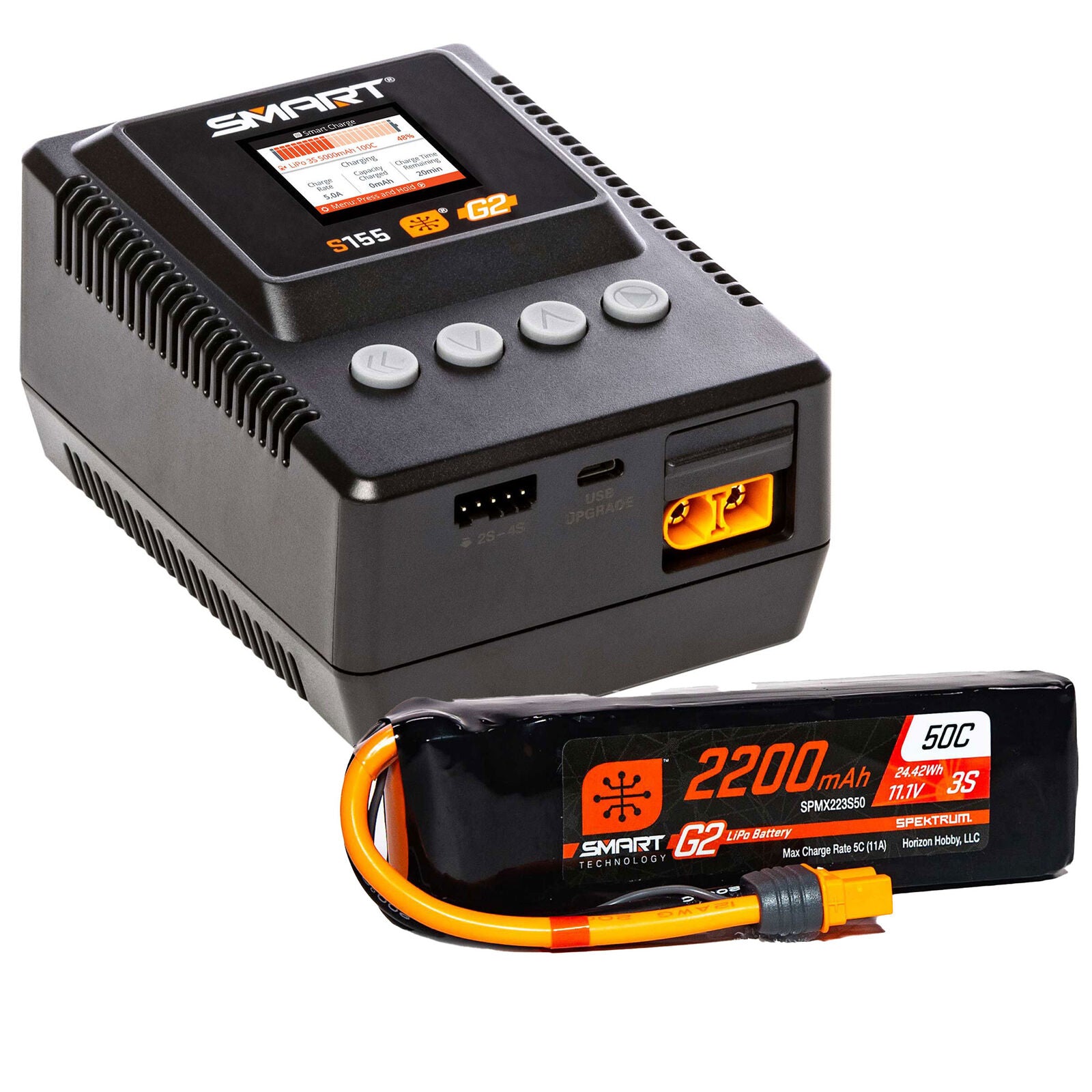 Spektrum Accessories Smart Powerstage Air Bundle: G2 2200mAh 3S LiPo IC3 & S155 Charger