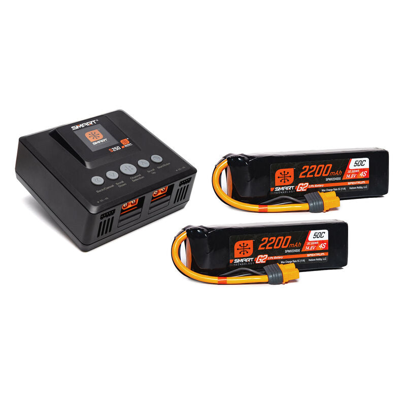 Spektrum Smart Powerstage Air Bundle: G2 2200mAh 4S 50C LiPo IC3 & S250 Charger (2)