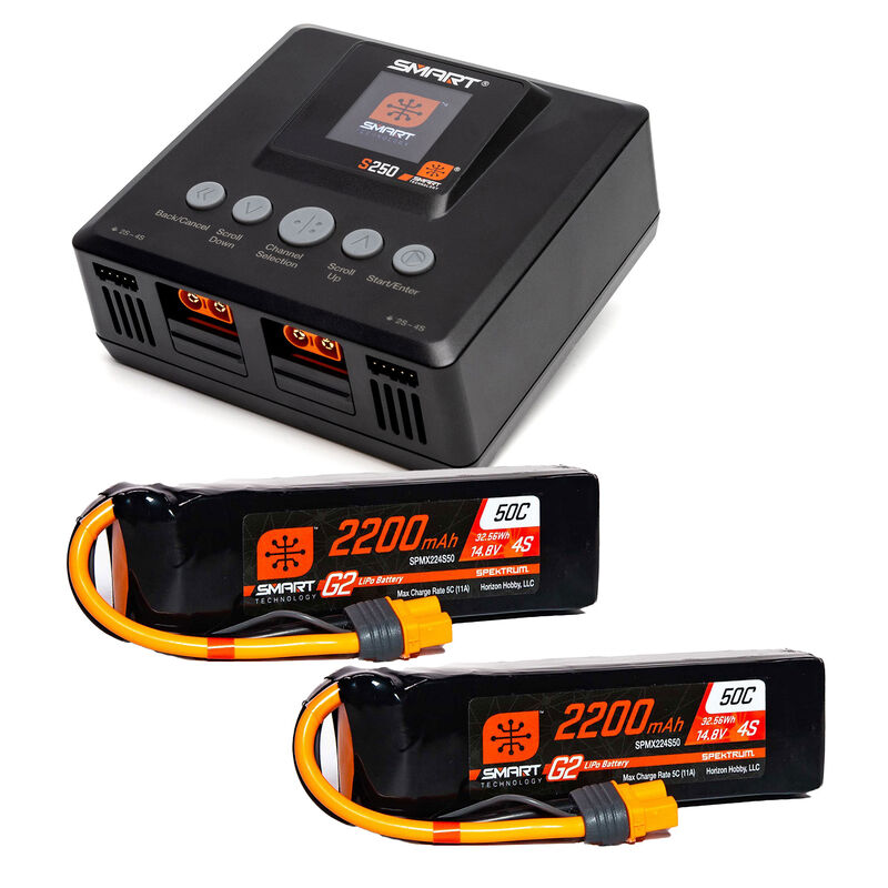 Spektrum Smart Powerstage Air Bundle: G2 2200mAh 4S 50C LiPo IC3 & S250 Charger (2)