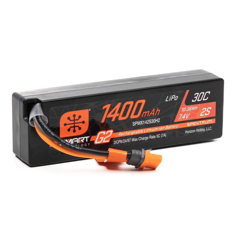 Spektrum RC 7.4V 1400mAh 2S 30C Smart G2 LiPo Battery: IC2 Connector