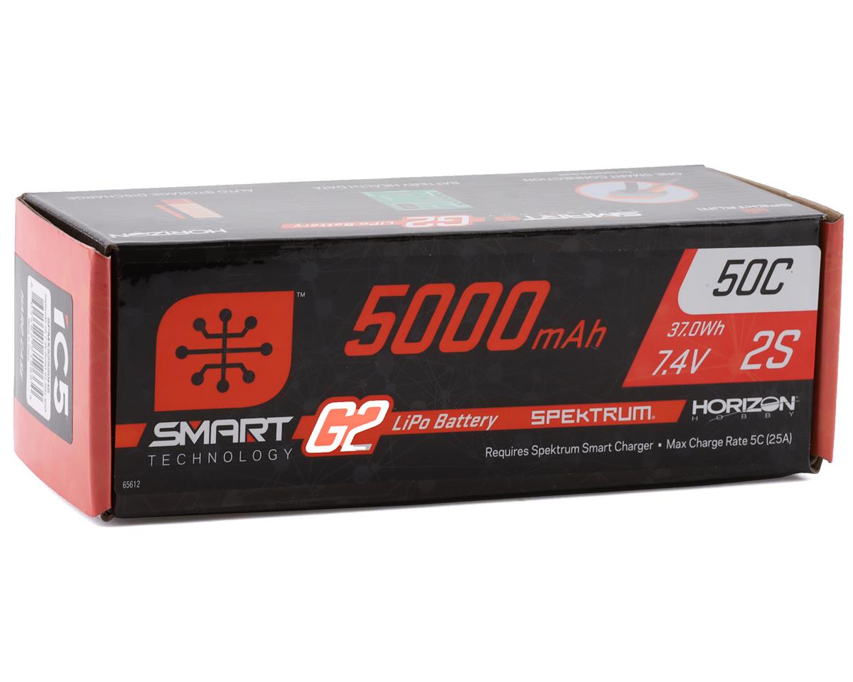 Spektrum 7.4V 5000mAh 2S 50C Smart G2 Hardcase LiPo Battery: IC5