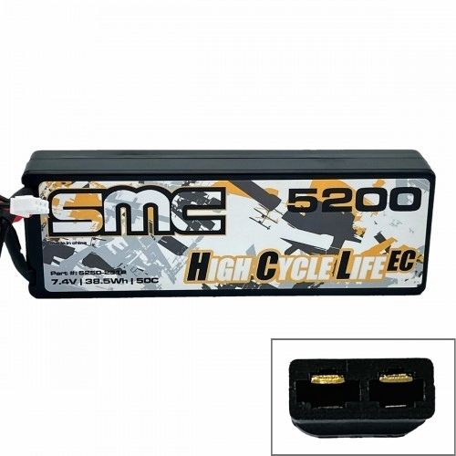 SMC HCL-EC 2S 7.4V 5200mAh 50C Wired Hardcase Lipo Battery