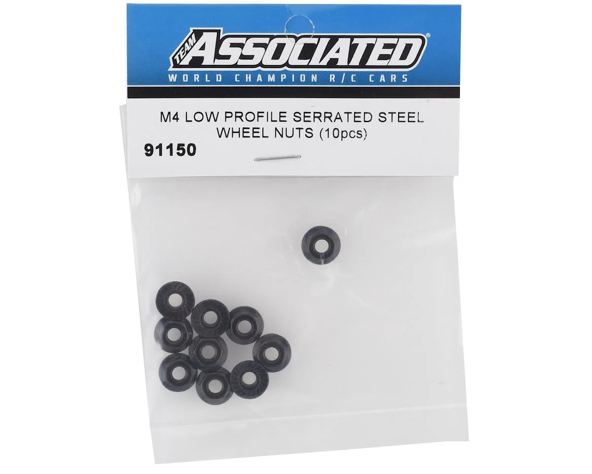 Team Associated M4 Low Profile Serrated Steel Wheel Nuts (10)
