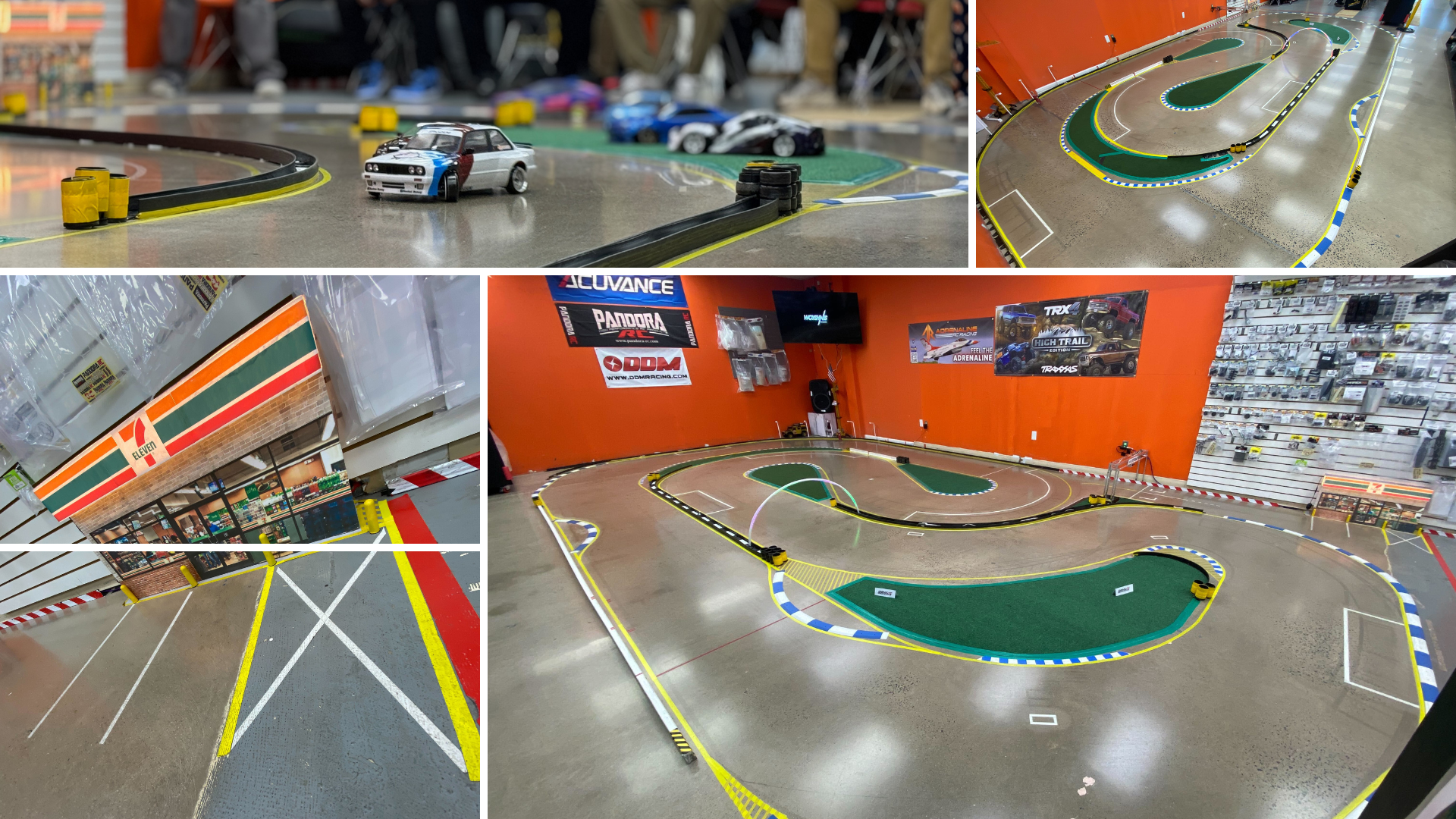 a 5 image collage of adrenaline rc racings chantilly rc drift track