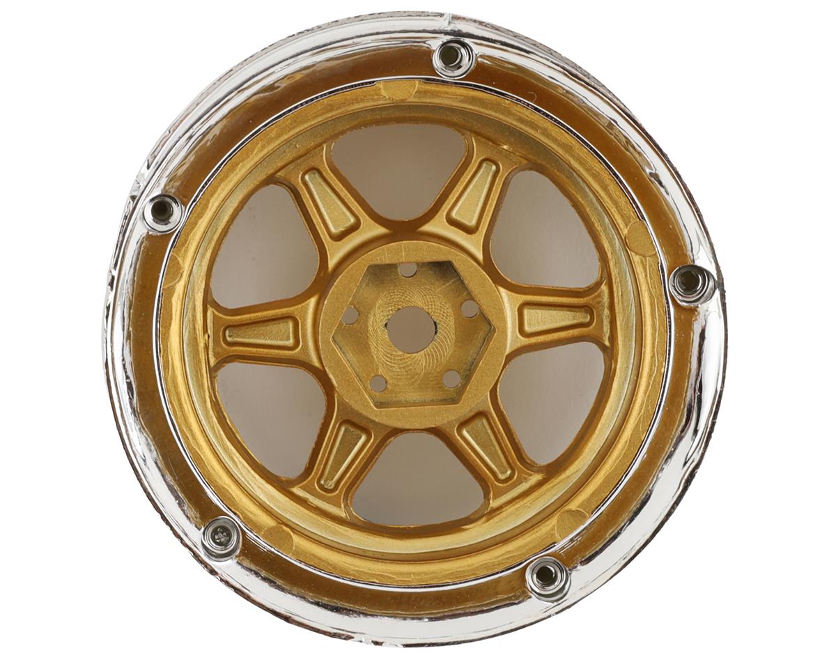 DS Racing Drift Element 6 Spoke Drift Wheels (Gold & Chrome w/Gold Rivets) (2) (Adjustable Offset)