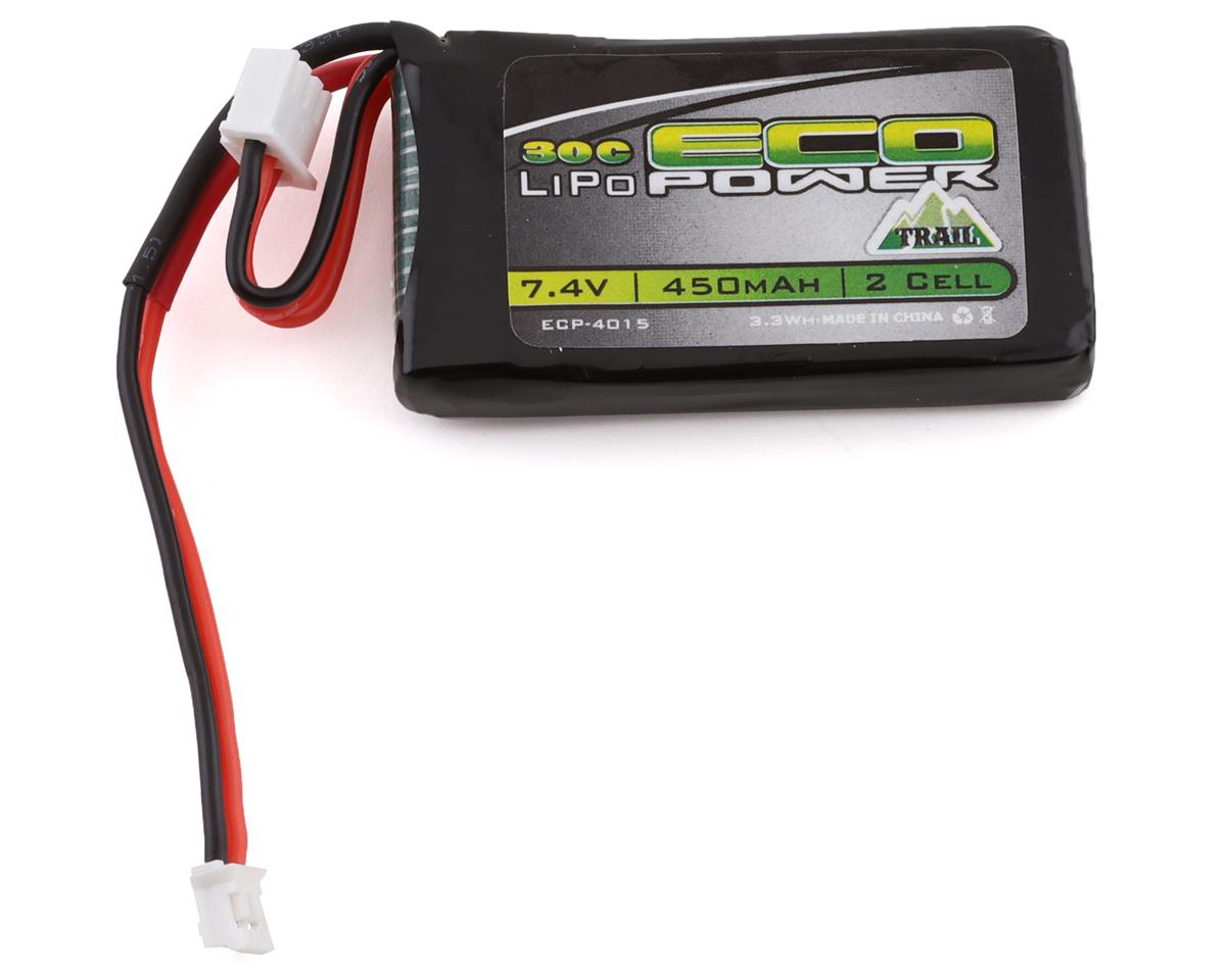 EcoPower "Trail" SCX24 2S 7.4V 450mAh 30C Batería LiPo con conector PH2.0