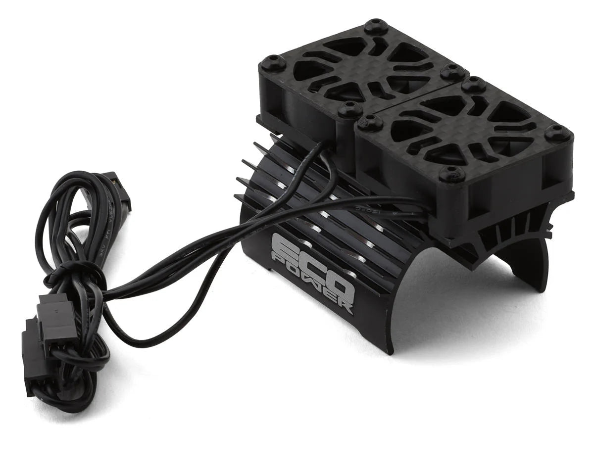 EcoPower 540-550 Motor Aluminum Dual Heat Sink (Black) w/25mm Cooling Fans
