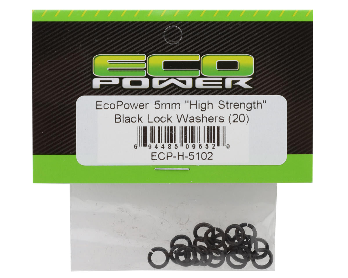 EcoPower 5mm "High Strength" Steel Lock Washers (Black) (20)