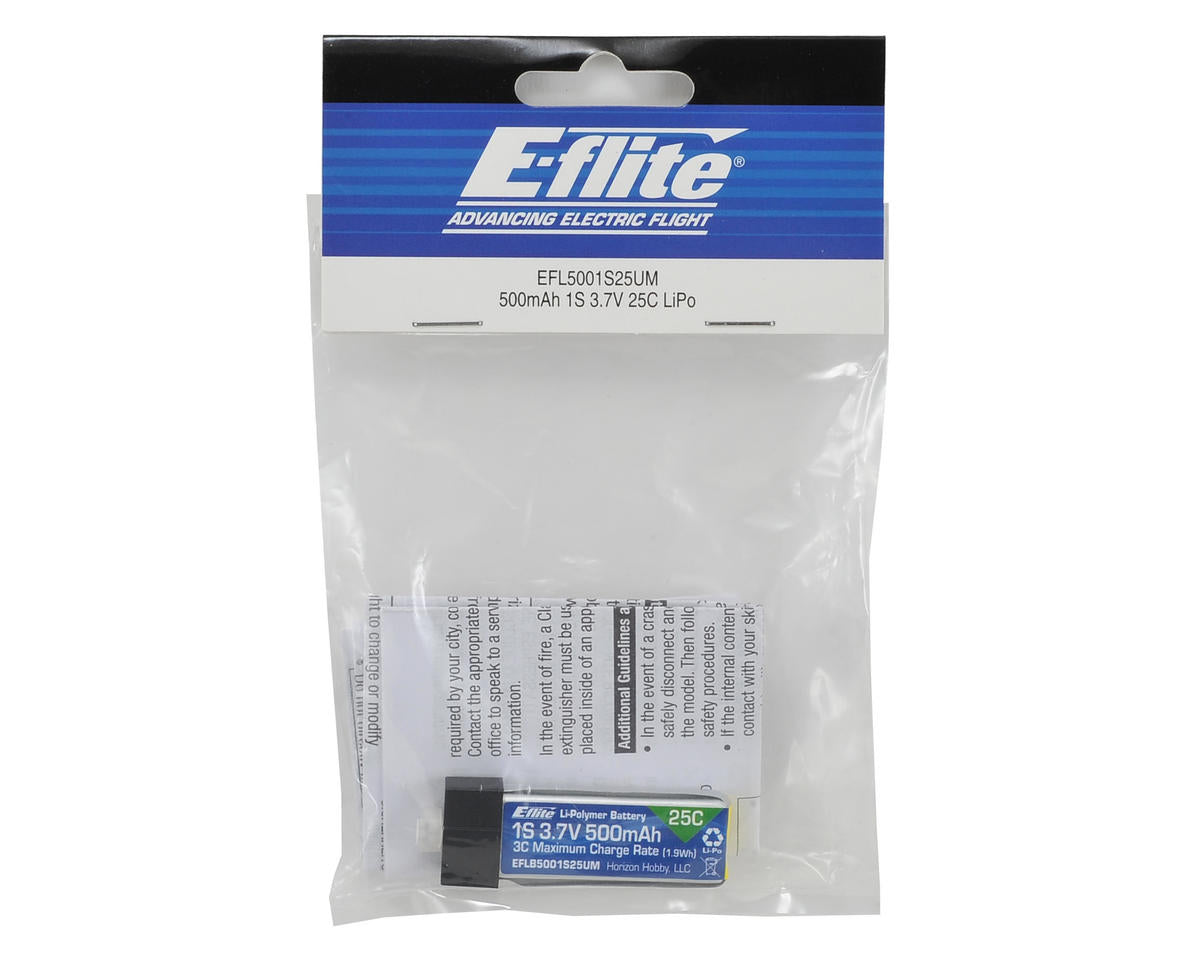 E-flite 1S 3.7V 500mAh 25C LiPo Battery: PH 2.0