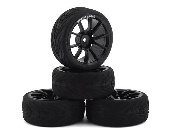 Firebrand RC Turbine RT3 Pre-Mounted On-Road Tires (4) (Black) w/Fangs Tires, 12mm Hex & 3mm Offset