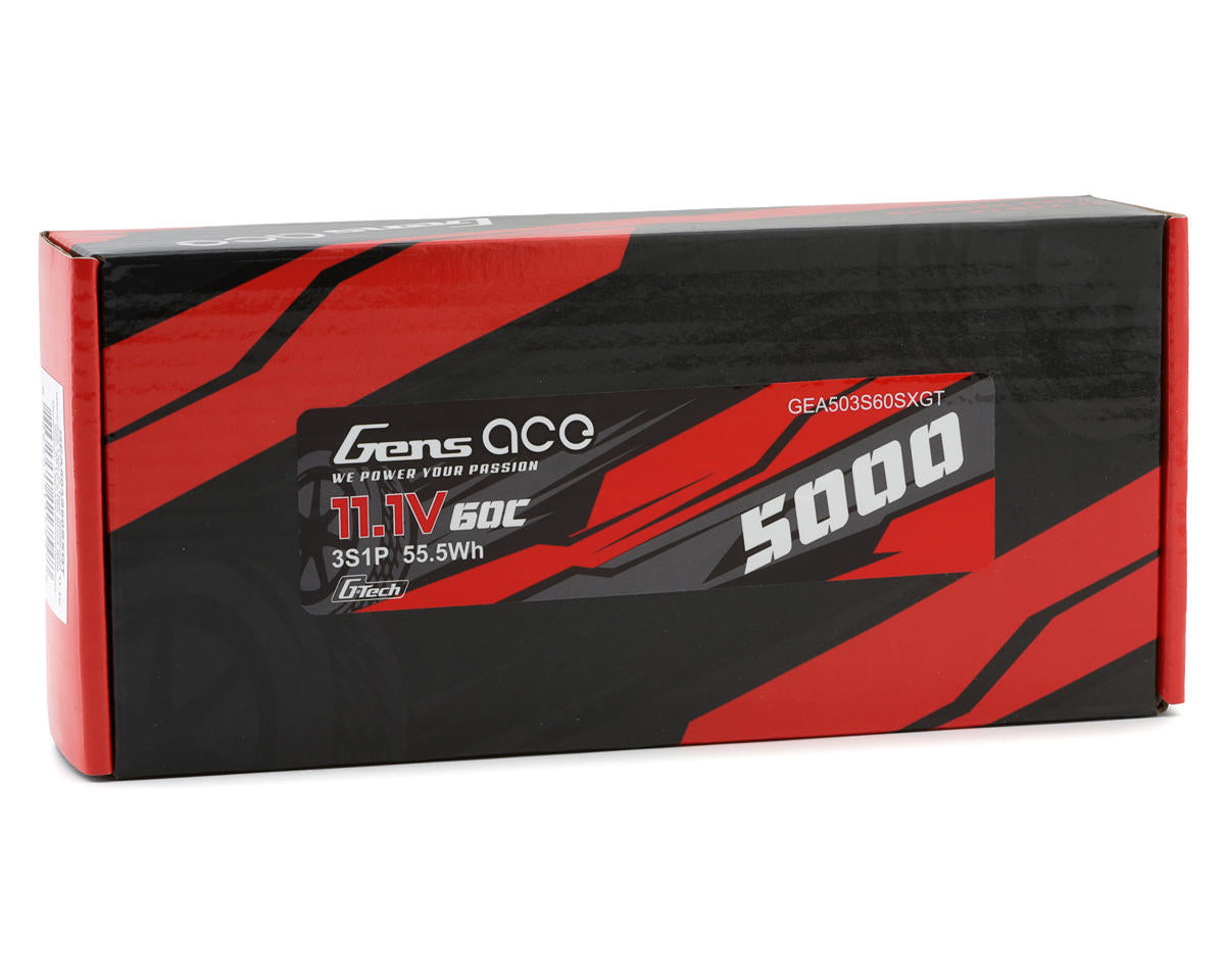 Gens Ace 11.1V 5000mAh 3S 60C Short G-Tech Smart LiPo Battery w/XT60 Connector