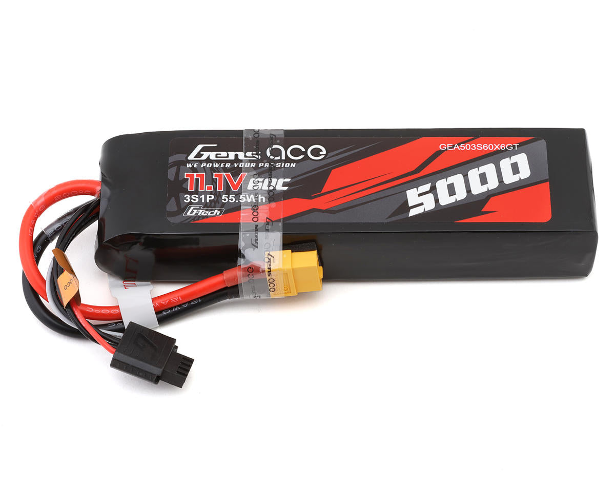 Gens Ace 11.1V 5000mAh 3S 60C Long G-Tech Smart LiPo Battery: XT60