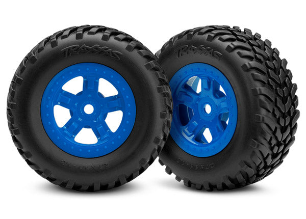 Traxxas 1/18 SCT Pre-Mounted Tires w/SCT Blue Wheels (2)