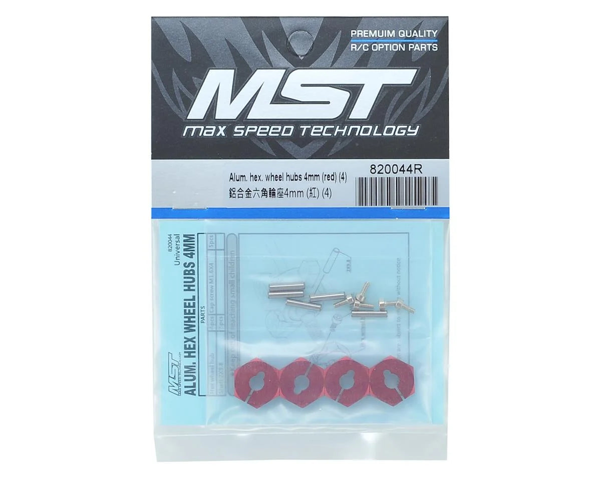 MST Alum. hex. wheel hubs 4mm (red) (4
